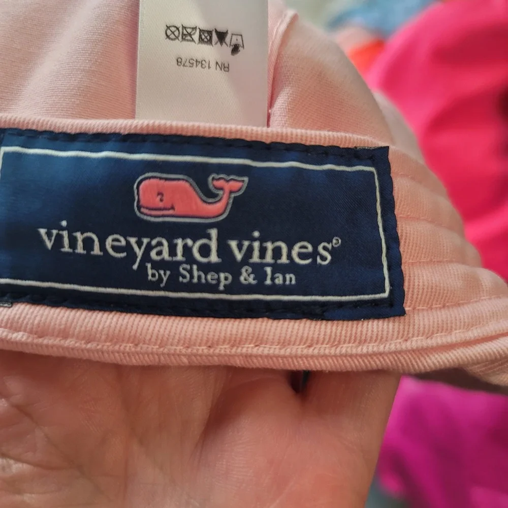 Vineyard Vines Womens Pink Whale Logo Adjustable Baseball Cap Hat Cotton Twill